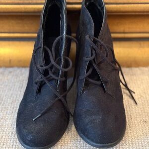 Attention Black Suede Heeled Boots